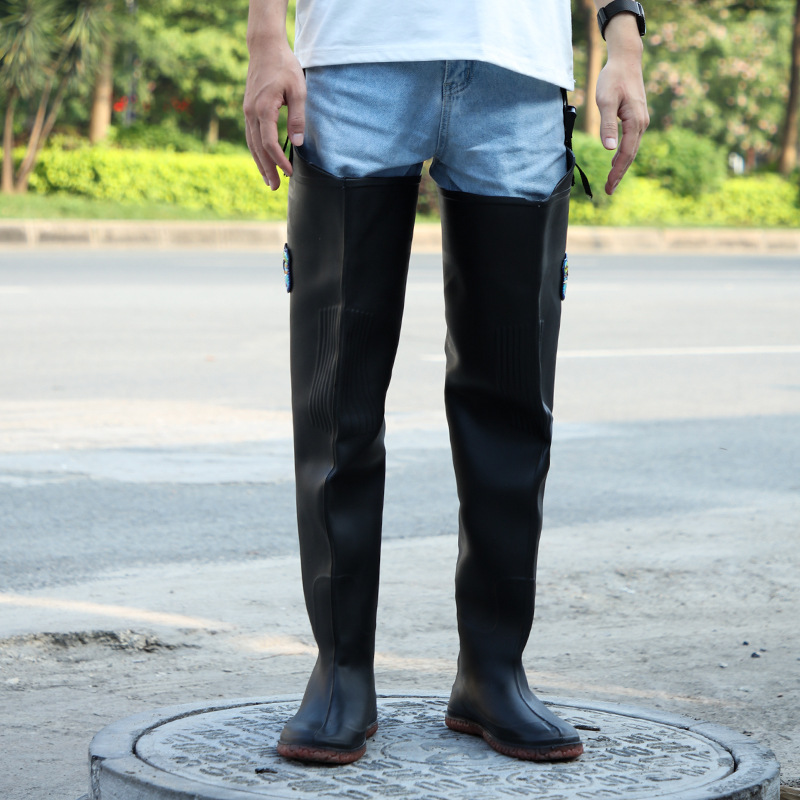 Shanghai Brand Paddy Field Rain Shoes Fishing Pants Thickened pvc Plastic One-piece Fishing Over-the-knee Wading Pants Paddy Field Transplanting Shoes