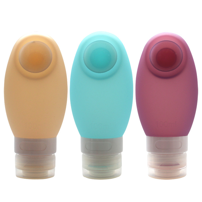 New Round Head Suction Cup Travel Cosmetic Silicone Bottle Empty Bottle Travel Shower Gel Cosmetic Storage Bottle Set