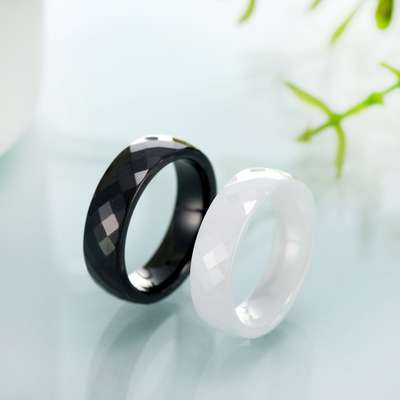 Ceramic ring 6mm4mm cut diamond ceramic ring black and white zirconium dioxide ring spot wholesale