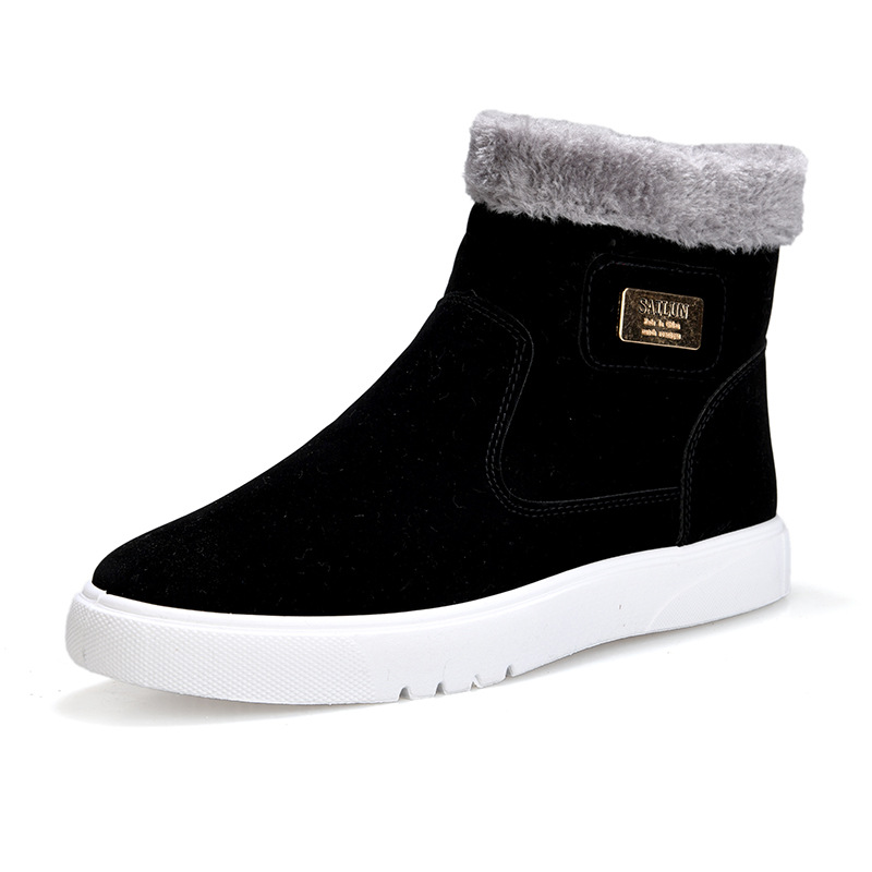 Winter Snow Boots Men's Short Boots High-top Men's Shoes Cotton Shoes Thickened Fleece-lined Warm Cotton Boots Middle-top Martin Men's Boots
