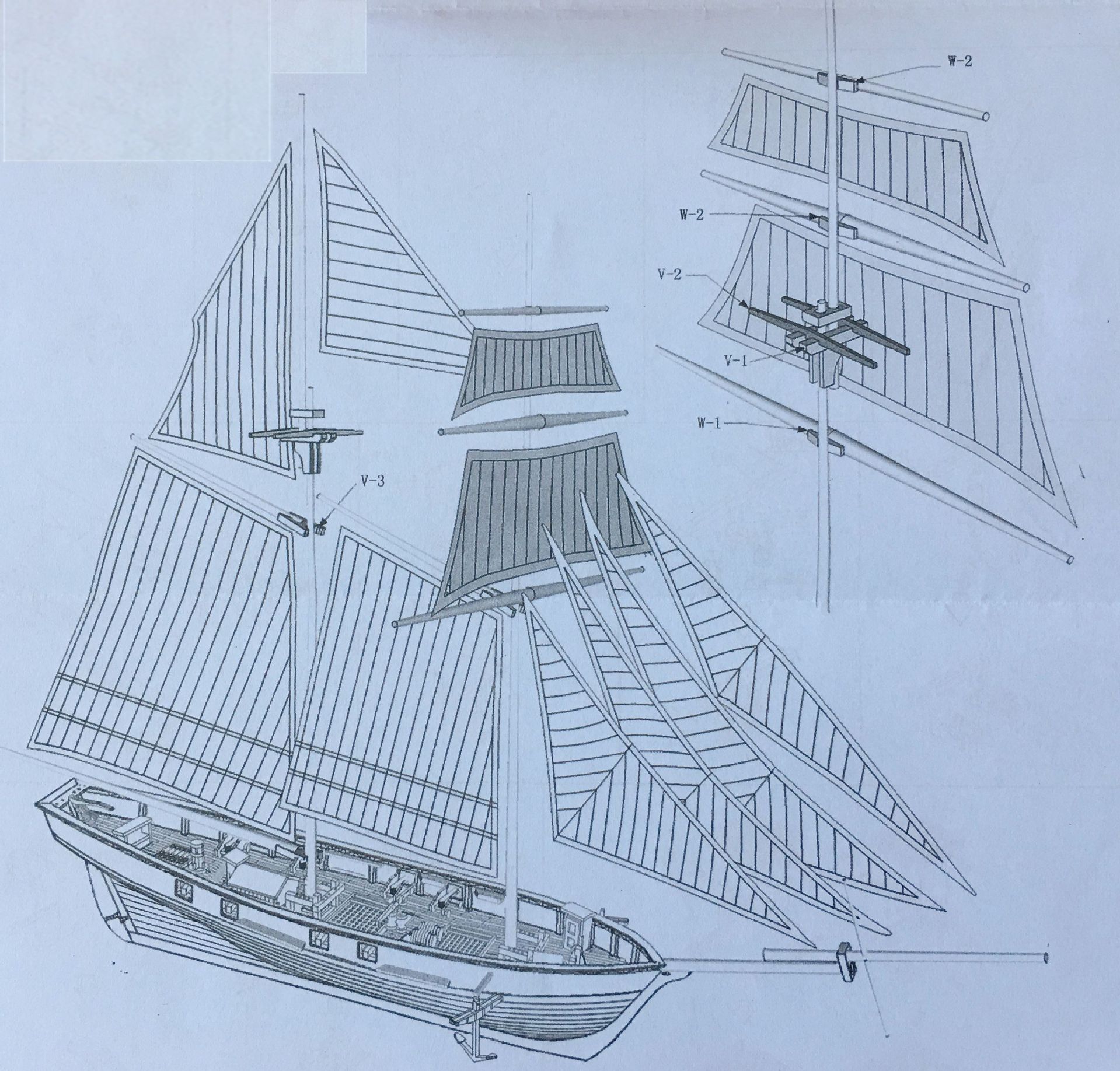 Harvey Sailboat Assembled Model Wooden Ancient Boat Model Kit DIY Popular Science Equipment in the Submarine Era