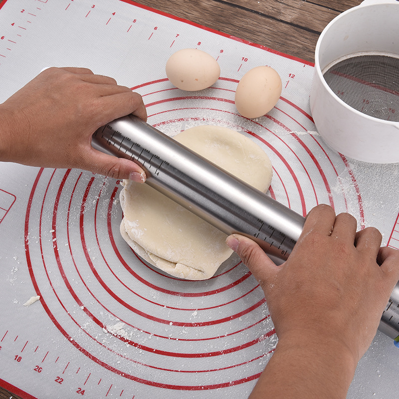 Cross mirror spot 17 inch stainless steel adjustable thickness rolling pin scale rolling pin dough leather dough kneading tool