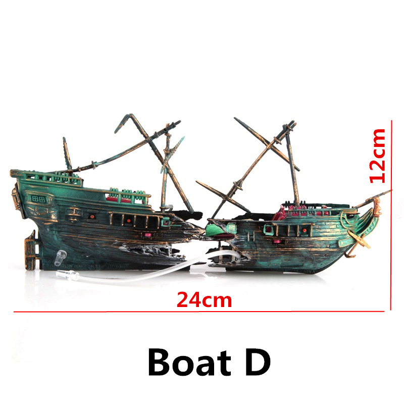 海盗船造景鱼缸造景装饰船躲避屋摆件船空心树脂船沉船厂家直销