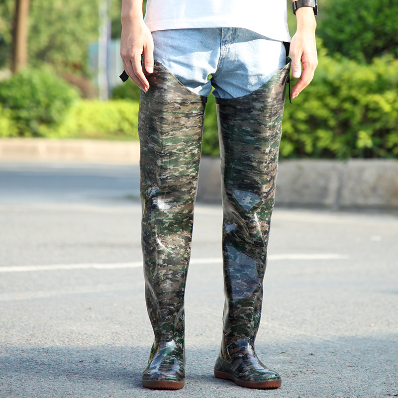 Shanghai Brand Paddy Field Rain Shoes Fishing Pants Thickened pvc Plastic One-piece Fishing Over-the-knee Wading Pants Paddy Field Transplanting Shoes
