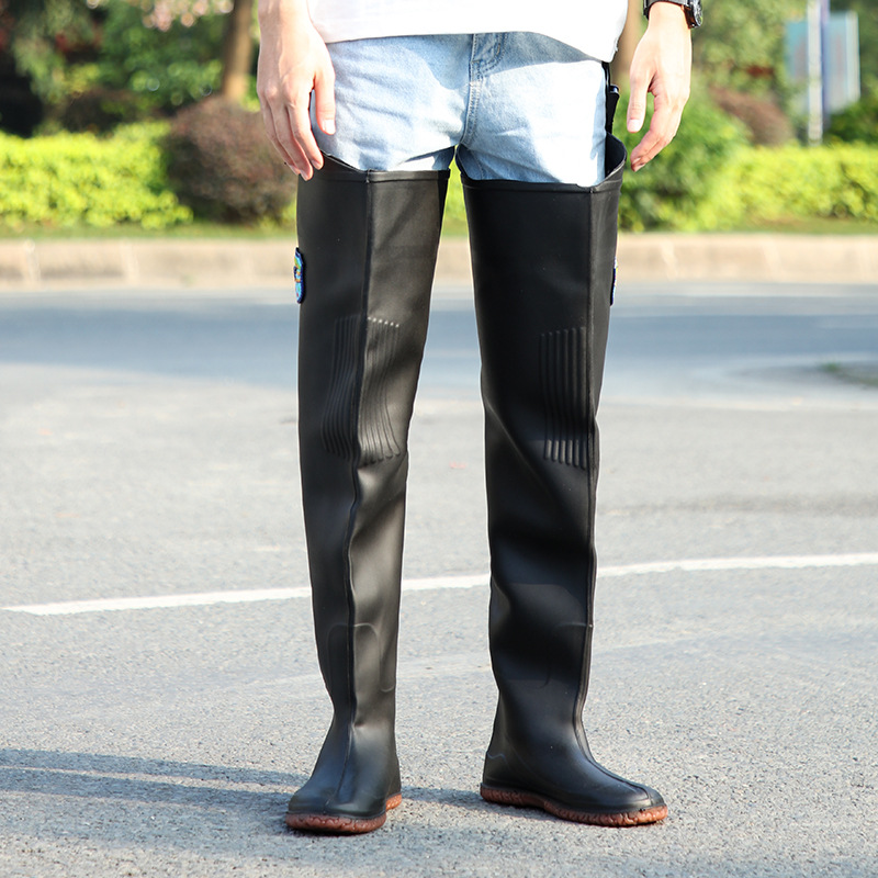 Shanghai Brand Paddy Field Rain Shoes Fishing Pants Thickened pvc Plastic One-piece Fishing Over-the-knee Wading Pants Paddy Field Transplanting Shoes