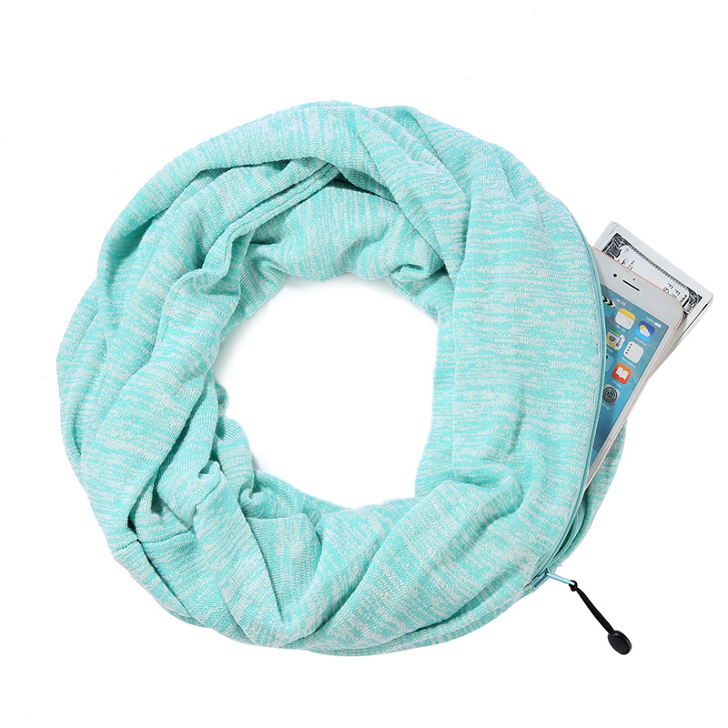 European and American ebay AliExpress hot pocket scarf color unlimited scarf storage zipper pocket scarf 8 colors