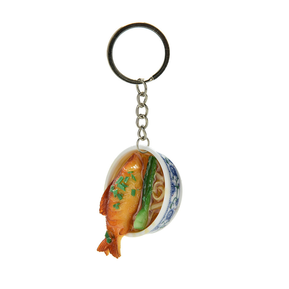 Children's Mini Kitchen Food Play Simulation Small Bowl Bowl Noodles Keychain Fun Simulation Food Toys Student Accompanying Gift