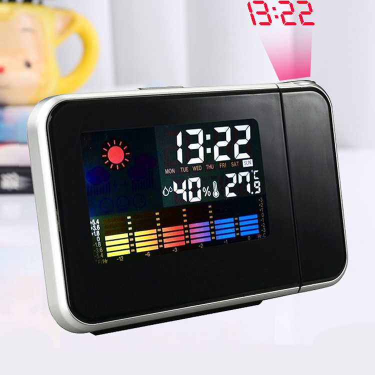 8190 Weather Projection Clock Creative Home Color Screen Large Screen Weather Forecast Perpetual Calendar Alarm Clock Mute Alarm Clock