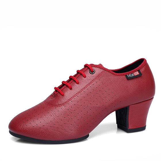 Dancing Shoes Women's Adult Latin Dancing Shoes Women's Square Dancing Shoes Middle-heel Teacher's Shoes Soft-soled Breathable Sailor Dancing Shoes