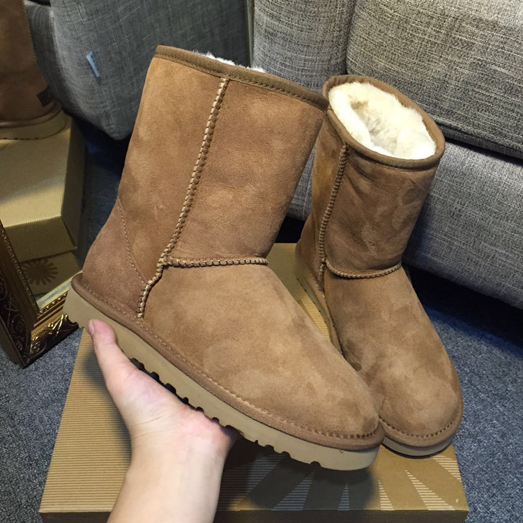 Winter New Warm XLL А UGG Snow Boots Women's Boots Cowhide Midi Boots Beef Sole Anti-slip Cotton Shoes iuggi