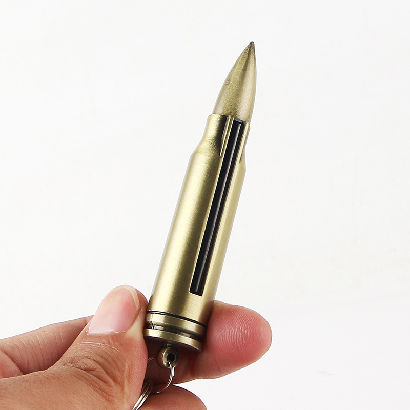 HY733 Pointed Bullet 10,000 Match Portable Pendant Keychain Kerosene Lighter