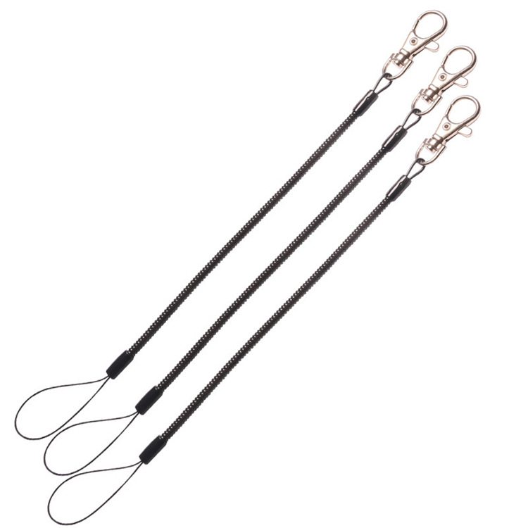 Extra fine plastic spring lanyard metal keychain mobile phone lanyard tool retractable lanyard ballpoint pen anti-lost