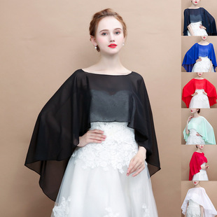 Foreign Trade Spring and Summer New European and American Chiffon Solid Color Pullover Cloak Long Thin Shawl Women's Sun Cover Arm