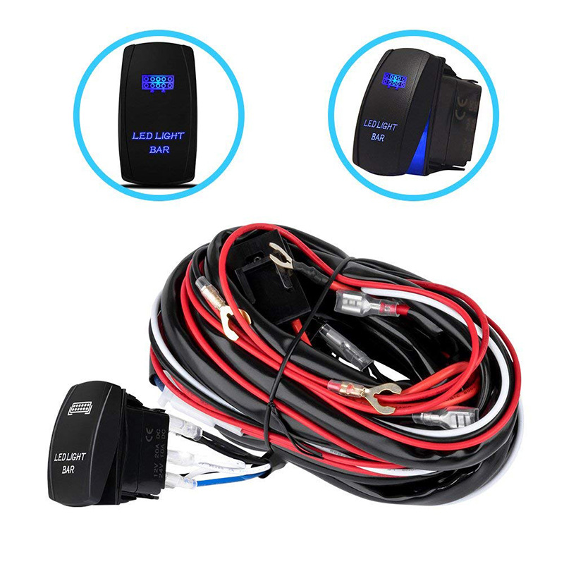 Car Modification 12/24v Universal fog light switch wiring harness high-power LED strip light work light switch wiring harness