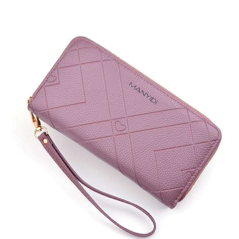 New Wallet Women's Long Double Zipper Clutch Fashionable Embossed Double Wallet Large Capacity Change Mobile Phone Bag