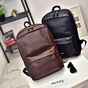 Casual Men's Travel Bag Trendy Men's Bag Backpack Student High School Student Schoolbag PU Leather Fashion Korean Backpack