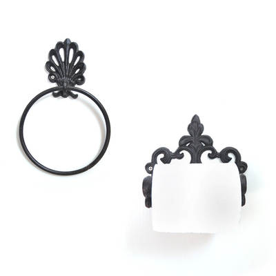 Vintage wrought iron towel holder tissue holder cast iron towel ring bathroom hardware pendant export wholesale D0261