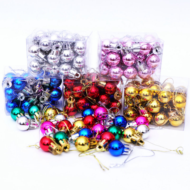 Cross-border wholesale supply of Christmas tree decoration Christmas ball barrel set color ball 2cm bright ball electroplated ball