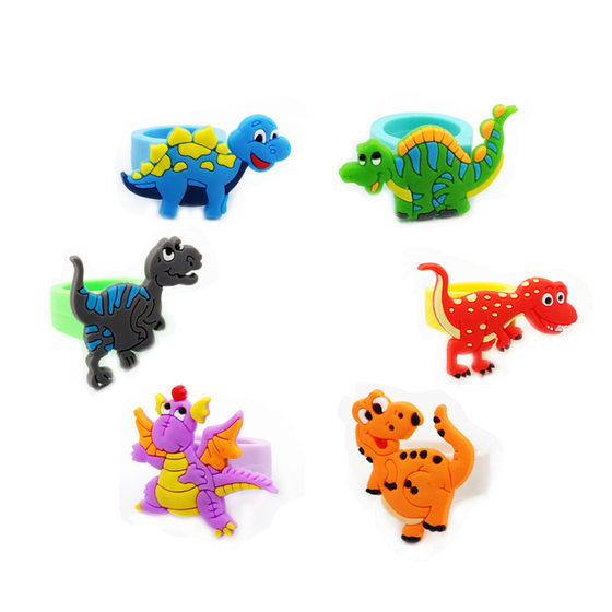 Cross-border AliExpress Amazon European and American dinosaur ring female PVC ring children cartoon ring small gift