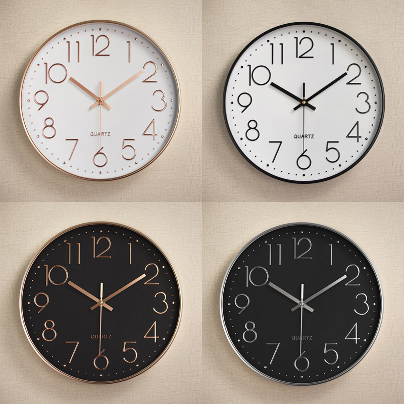 Plastic mute wall clock wall clock quartz clock stereo digital scale wall clock clock wholesale 12 inch 30cm