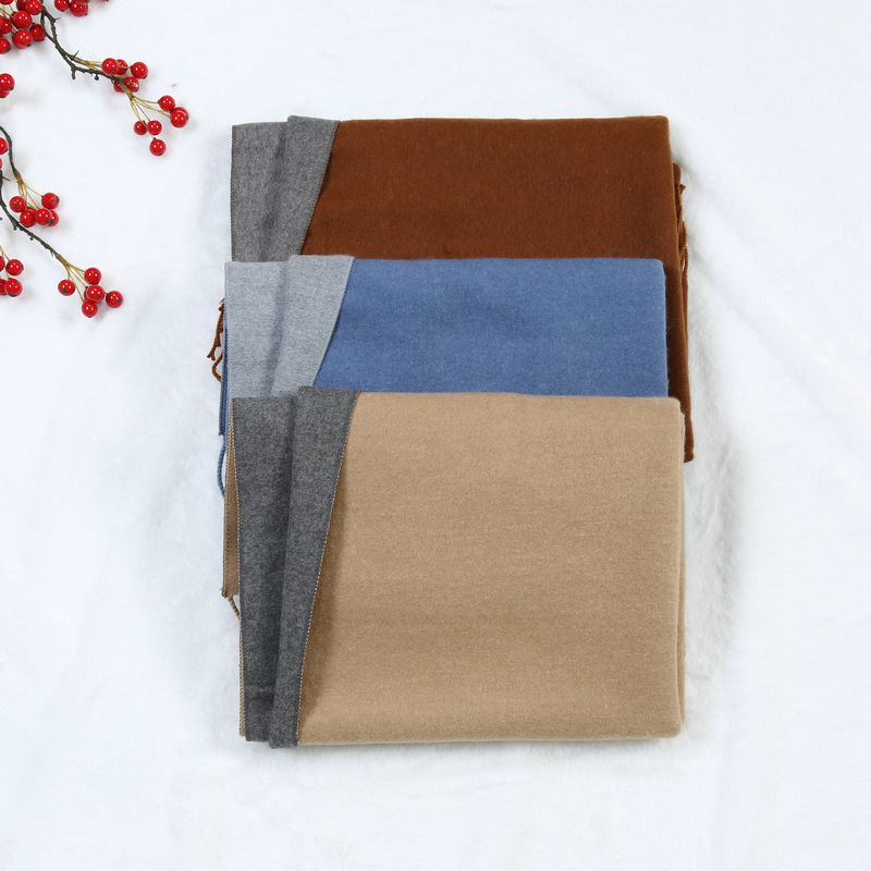 Autumn and winter new thickened imitation cashmere double-sided scarf for women hot style Korean style versatile color matching shawl and scarf wholesale