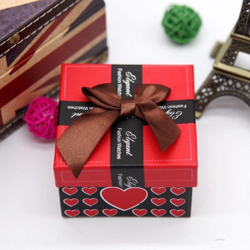 Supply watch box, jewelry box, Peach heart packing box bow carton decoration display box watch packaging
