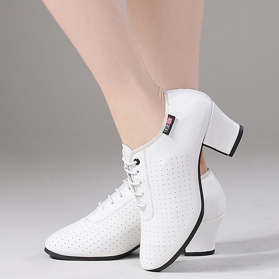 Dancing Shoes Women's Adult Latin Dancing Shoes Women's Square Dancing Shoes Middle-heel Teacher's Shoes Soft-soled Breathable Sailor Dancing Shoes
