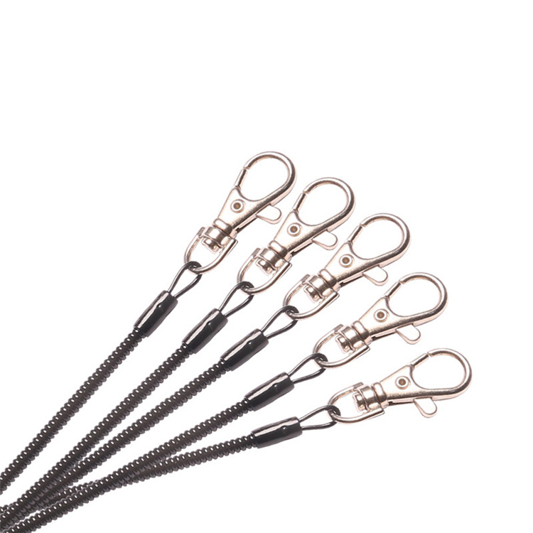 Extra fine plastic spring lanyard metal keychain mobile phone lanyard tool retractable lanyard ballpoint pen anti-lost