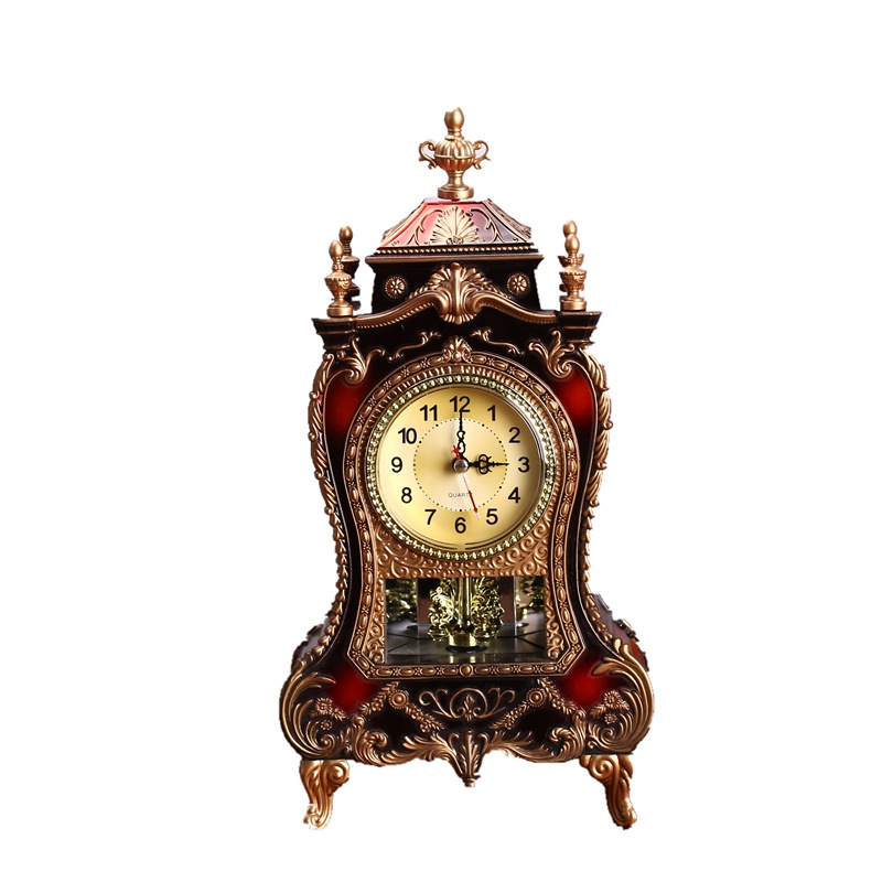 European-style desk clock antique desk clock living room decorative clock mute scanning clock 12 music time reporting hf15