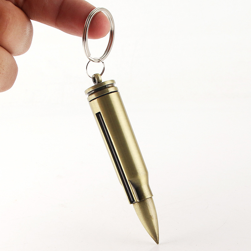 HY733 Pointed Bullet 10,000 Match Portable Pendant Keychain Kerosene Lighter