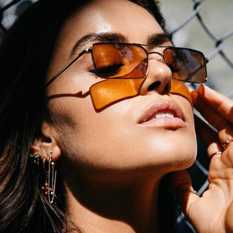 European and American Trend New Fashion Sunglasses Personalized Double Beam Box Sunglasses Cross-border Marine Metal Glasses