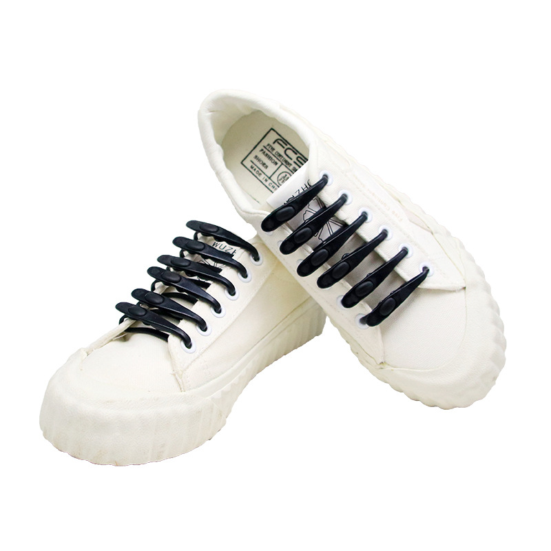 Creative foreign trade new product three generation round head double hole shoelace elastic silicone shoelace children adult free tie lazy shoelace