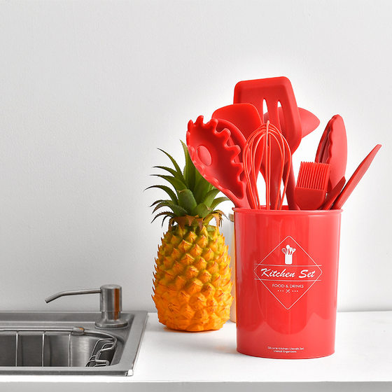 Amazon kitchen utensils tube all-inclusive silicone kitchen utensils ten-piece set non-stick silicone spatula kitchen tools 10-piece set