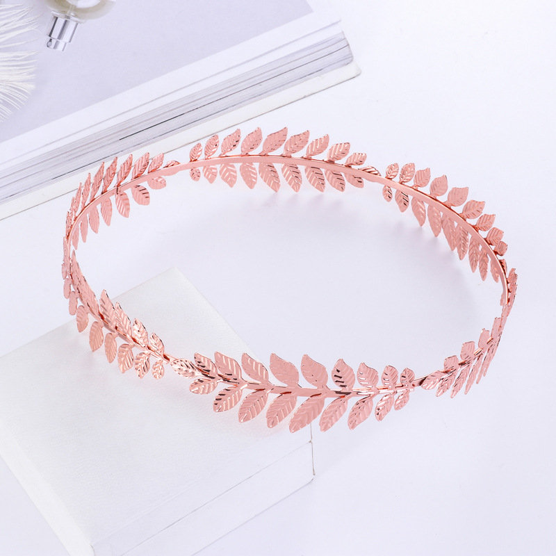 Ka Ornament Tong Leaf Crown Hair Band Baroque Fashion Hair Ring Bride Head Buckle Hair Accessories Birthday Christmas Gift
