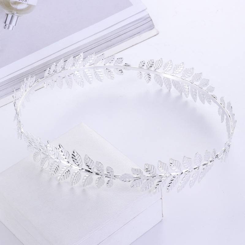 Ka Ornament Tong Leaf Crown Hair Band Baroque Fashion Hair Ring Bride Head Buckle Hair Accessories Birthday Christmas Gift