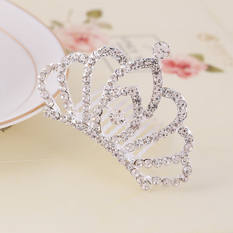Korean style rhinestone children's crown comb hair accessories girls' performance dance performance girls' birthday gift wholesale