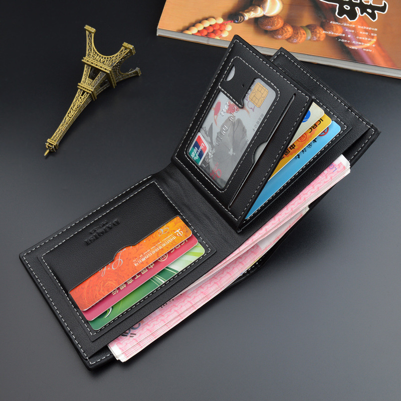 New Men's Wallet Short Wallet Men's Youth Fashion Casual Plaid Multi-Card Holder Thin Soft Wallet Coin Purse