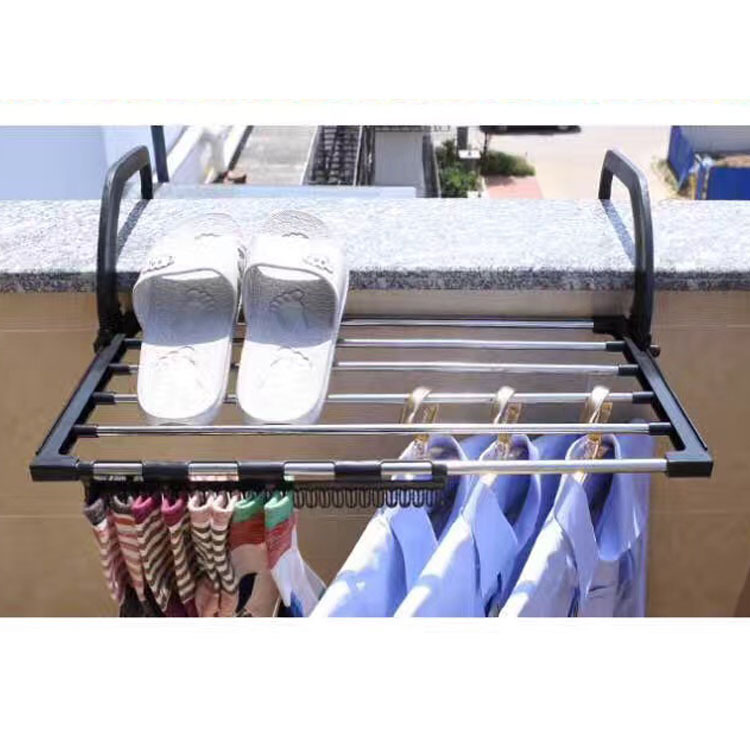 Thickened stainless steel balcony towel rack socks storage supplies foldable radiator hanging treasure clothes hanging treasure