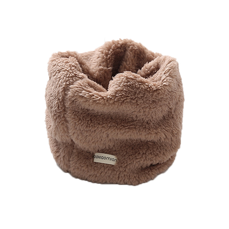 2023 autumn and winter new Korean solid color children's scarf plus velvet padded warm windproof baby collar