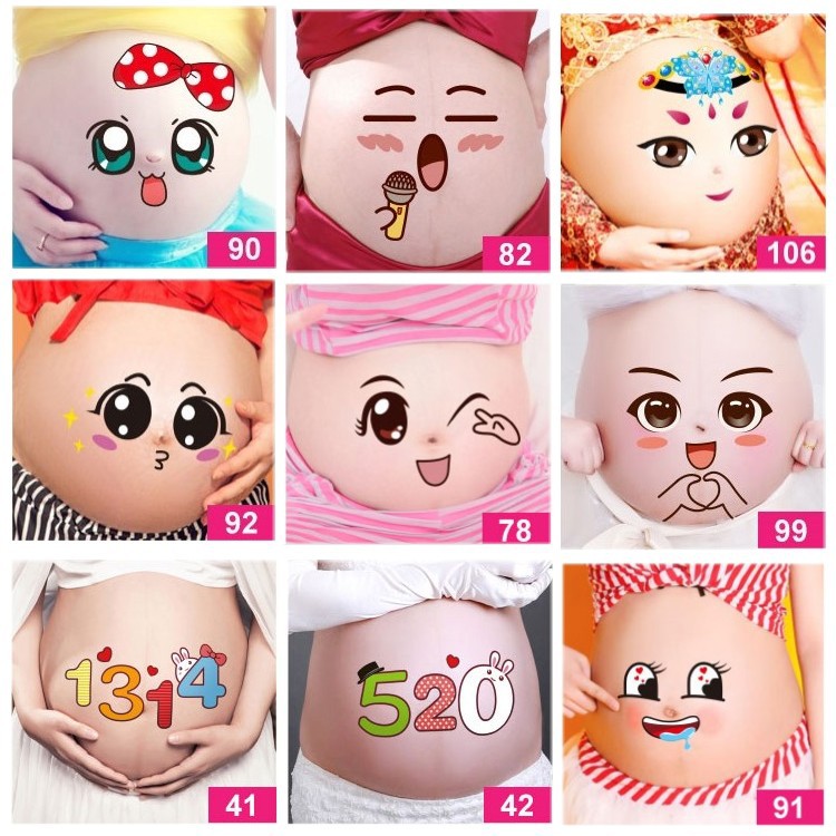 Pregnant women's photo belly stickers painted studio pregnant women's photo belly stickers big belly photo props belly stickers belly stickers