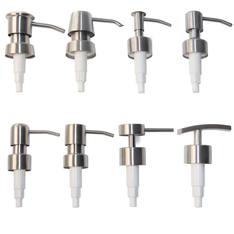 Metal stainless steel lotion bottle nozzle push head stainless steel push pump head wholesale