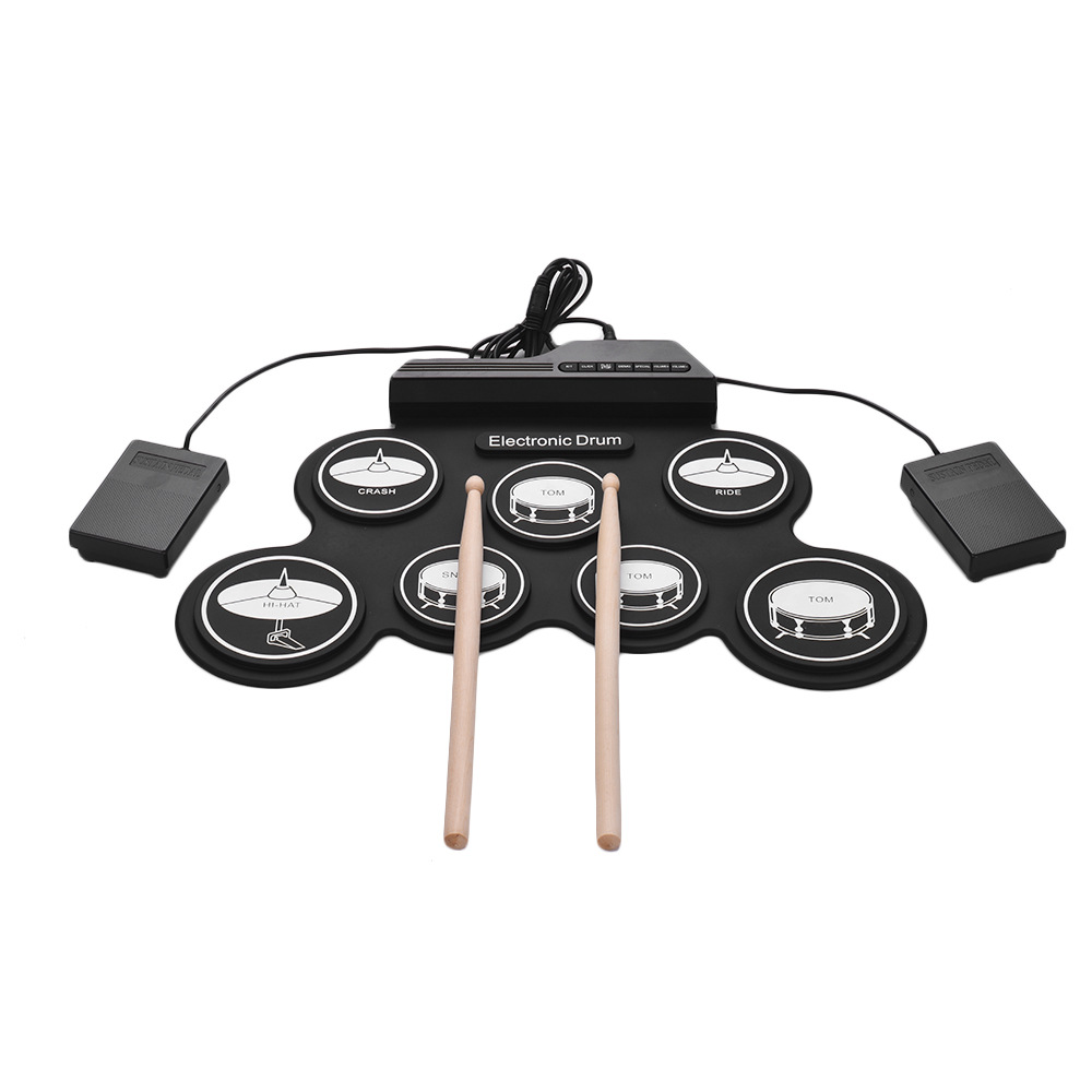 Silicone hand roll drum set with three-dimensional pattern sound good to cultivate children's interest USB hand roll electronic drum