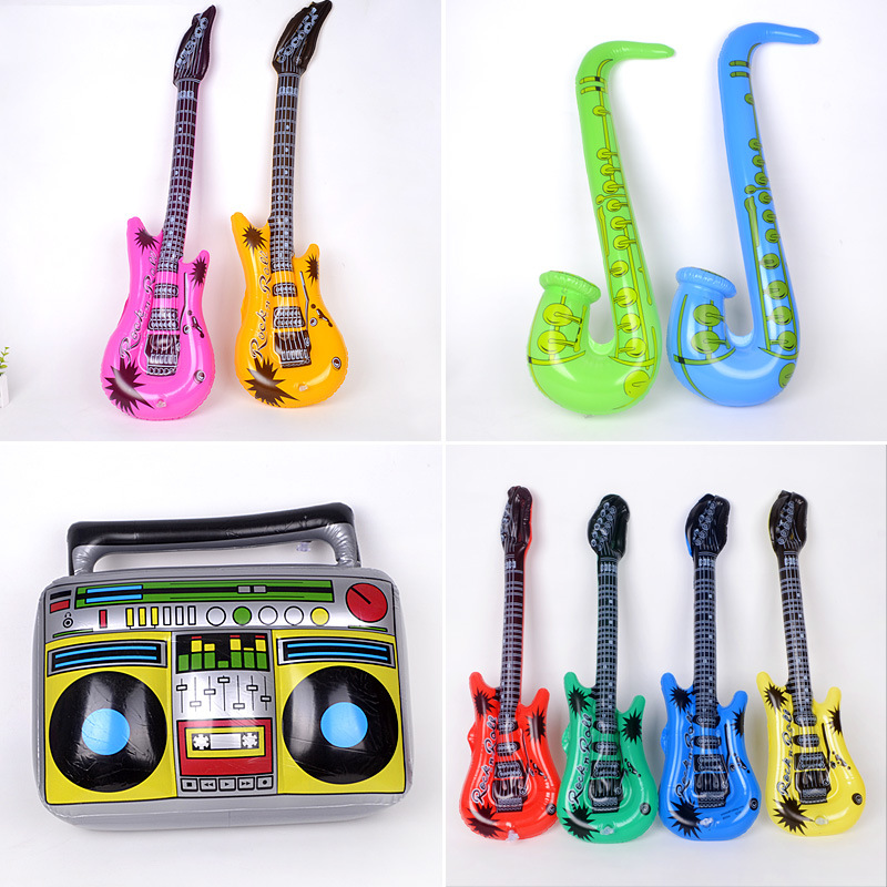 Inflatable musical instrument balloon European and American party toys entertainment interactive props wholesale inflatable guitar balloon saxophone