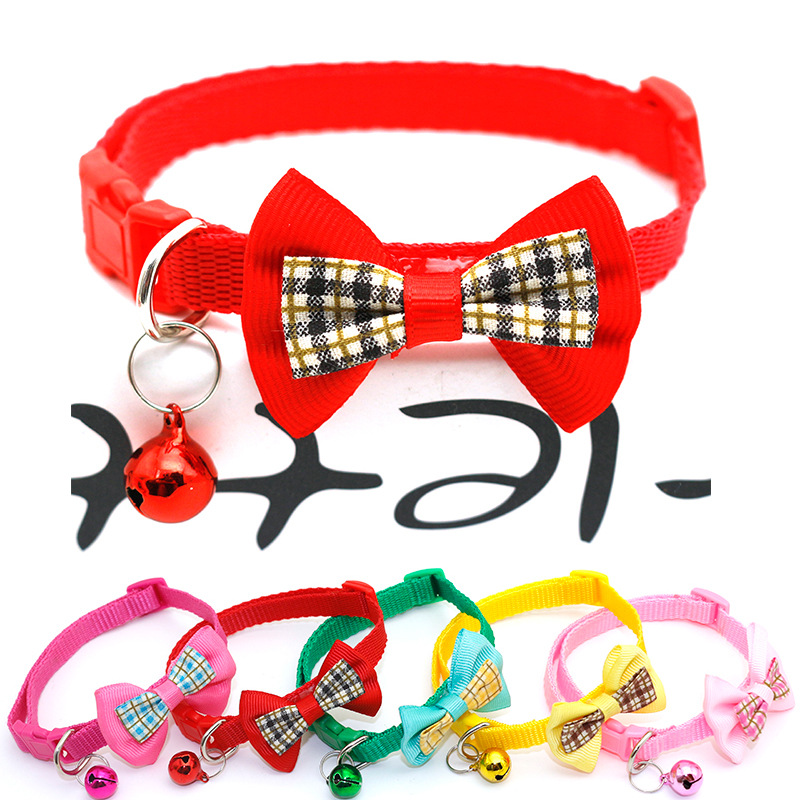 Cha-cha pet Plaid Bow Collar Cat Puppy Collar Factory Proprietary T New Product