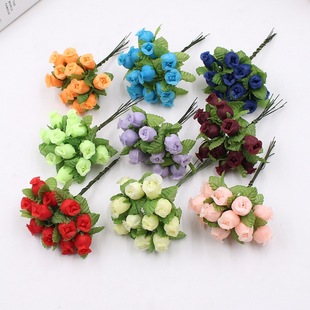Simulation flower 12 head a bouquet of small roses diy crafts home decoration wedding set