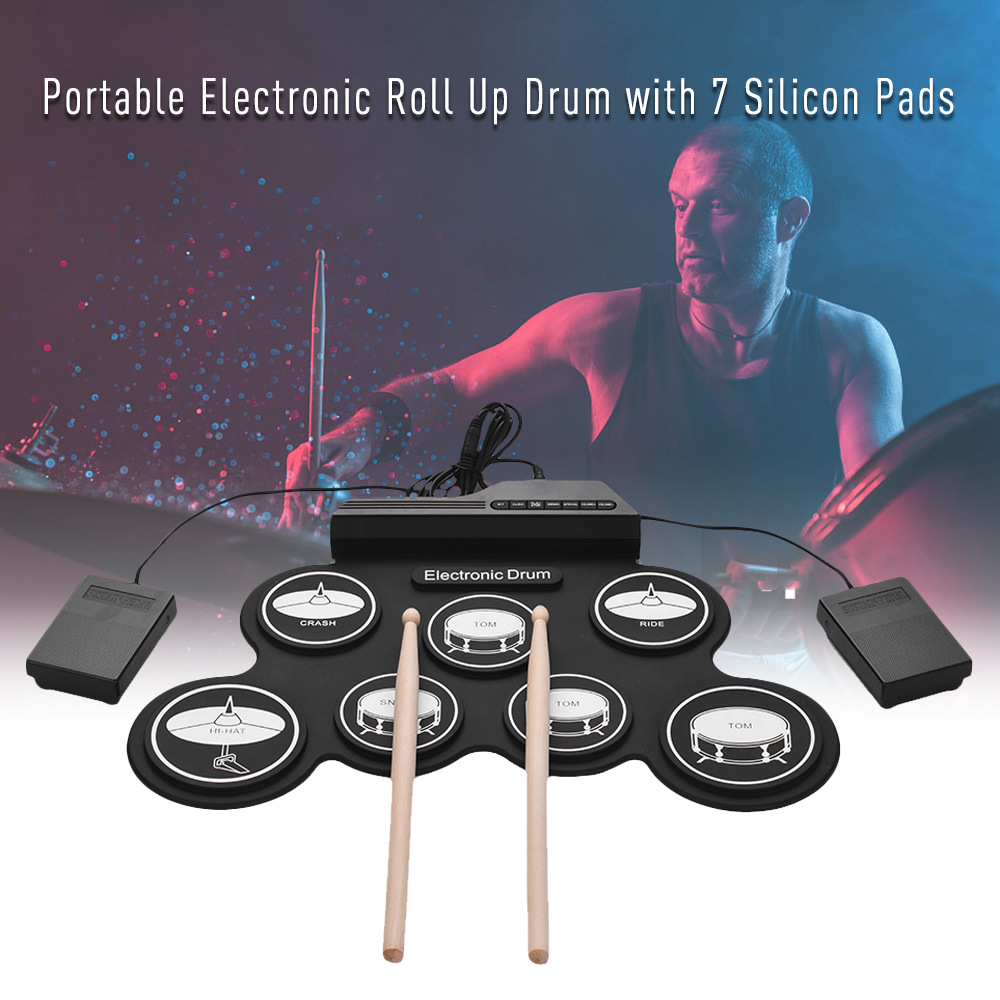 Silicone hand roll drum set with three-dimensional pattern sound good to cultivate children's interest USB hand roll electronic drum