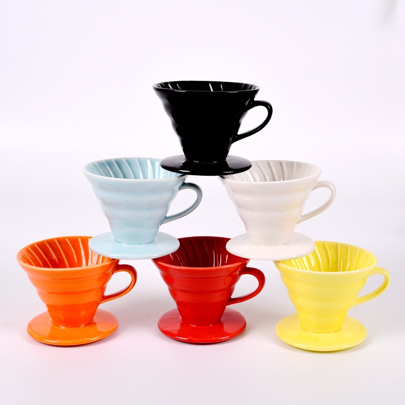 Ceramic V60 tapered hand coffee filter Cup spiral pattern drip matte filter LOGO coffee appliance