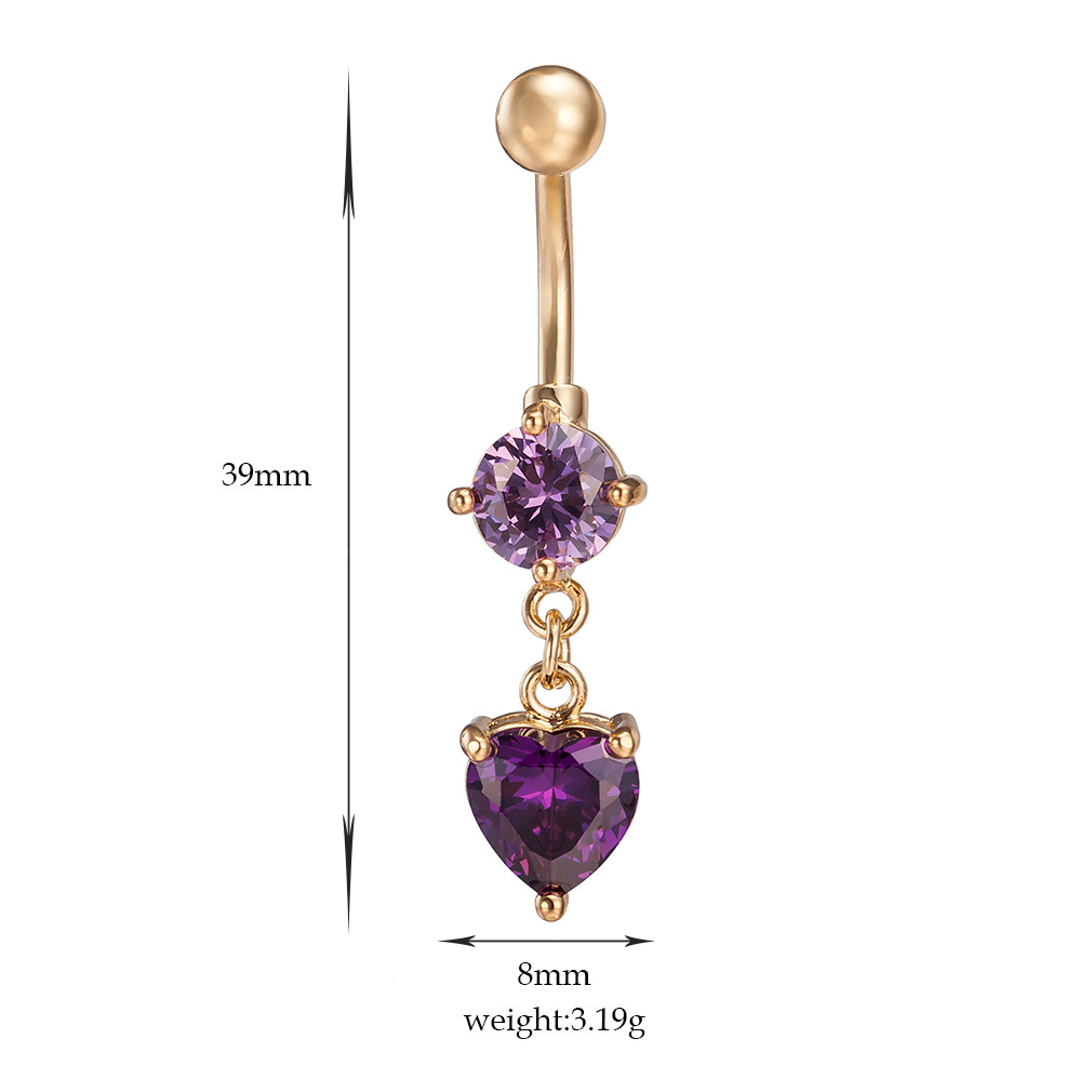 Factory direct medical stainless steel zircon Heart-shaped navel ring navel buckle body piercing jewelry wholesale