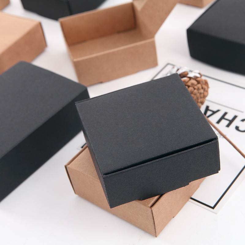 in stock handmade soap packaging box cowhide paper box black card jewelry small paper box candy moon cake box flying machine box