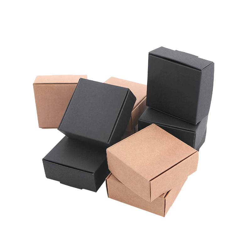 in stock handmade soap packaging box cowhide paper box black card jewelry small paper box candy moon cake box flying machine box
